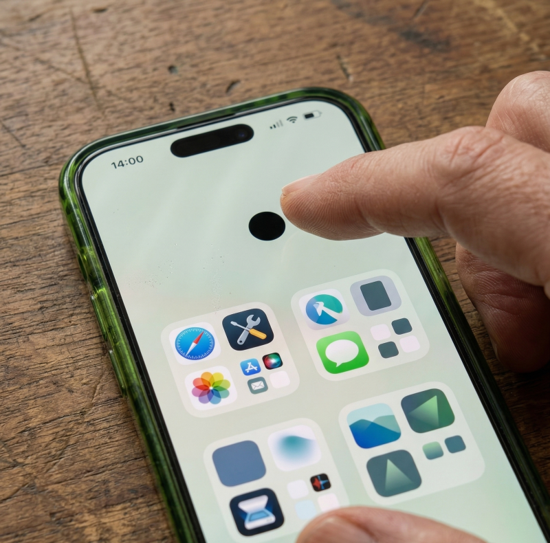 Черная точка на экране iPhone