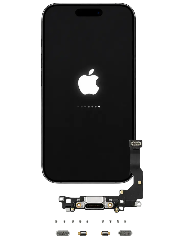 Замена разъема зарядки и микрофонов на iPhone 17 Pro Max